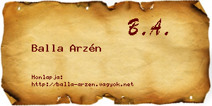 Balla Arzén névjegykártya